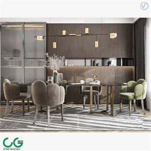 Modern dining table and chair combination 3d model